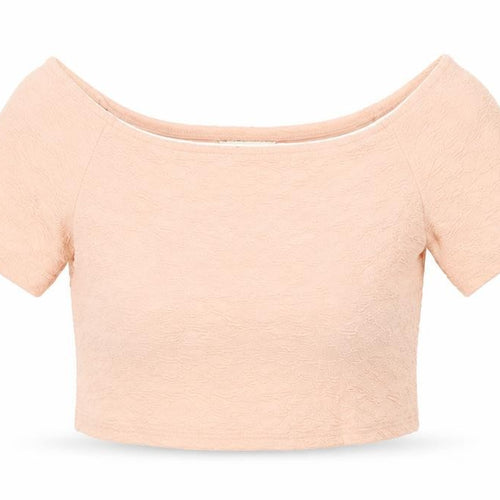 Miss Selfridge Womens Pink Geometric Cotton Cropped T-Shirt Size 10 Off the Shoulder