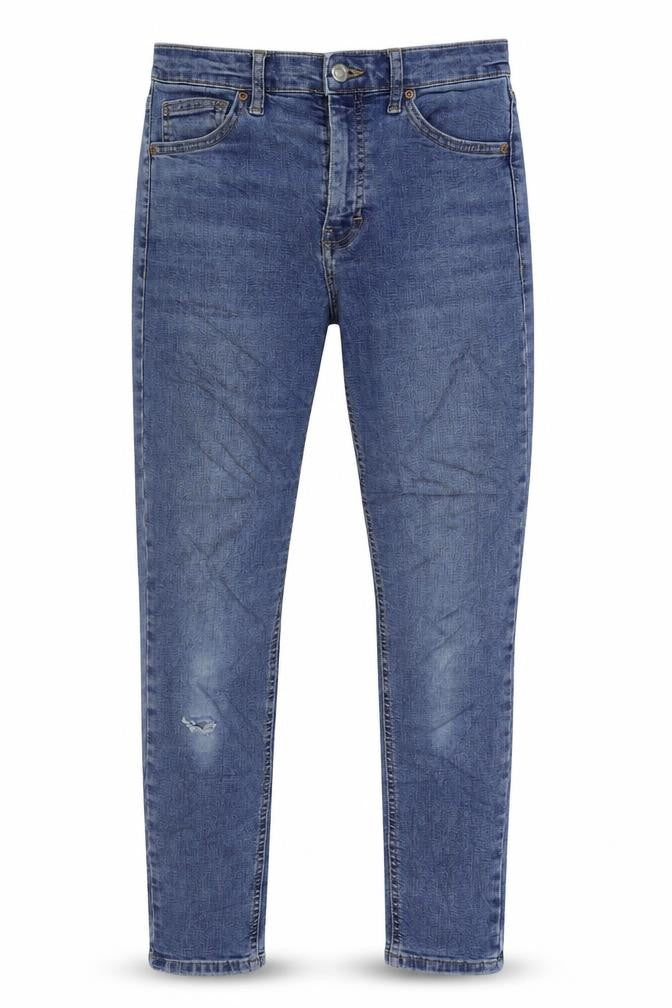 Topshop Mens Blue Cotton Skinny Jeans Size 28 in L30 in Regular Zip