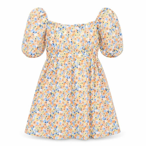 SheIn Womens Yellow Floral Polyester Fit & Flare Size L Square Neck Tie