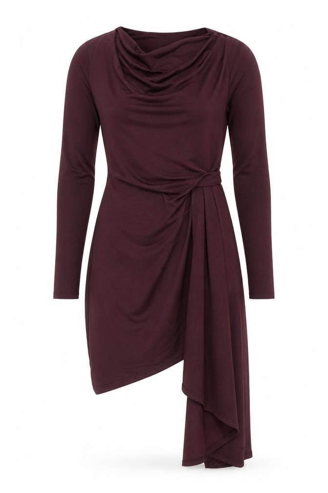 Front view of Topshop women’s purple polyester bodycon, size UK 10, boat neck pullover