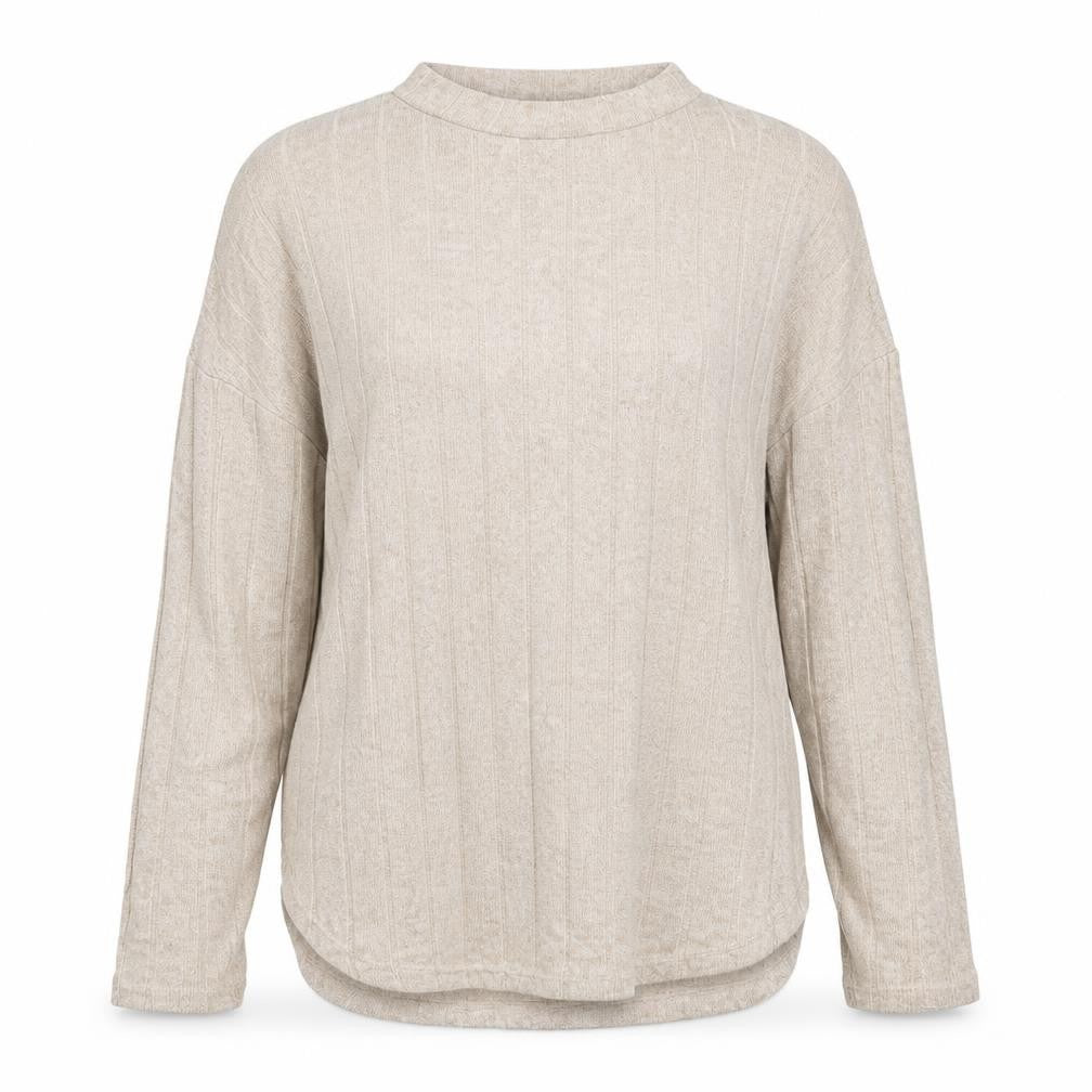 Front view of Primark women’s beige round neck viscose jumper, size M