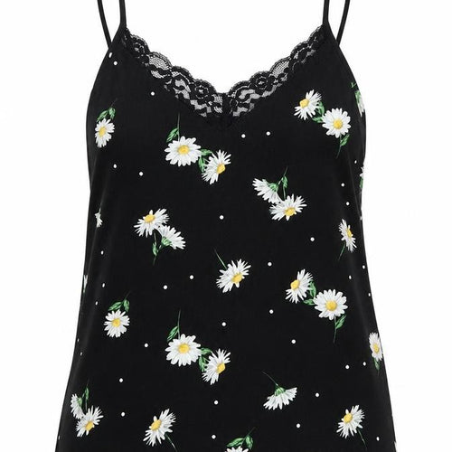 Primark Womens Black Floral Polyester Camisole Tank Size S V-Neck
