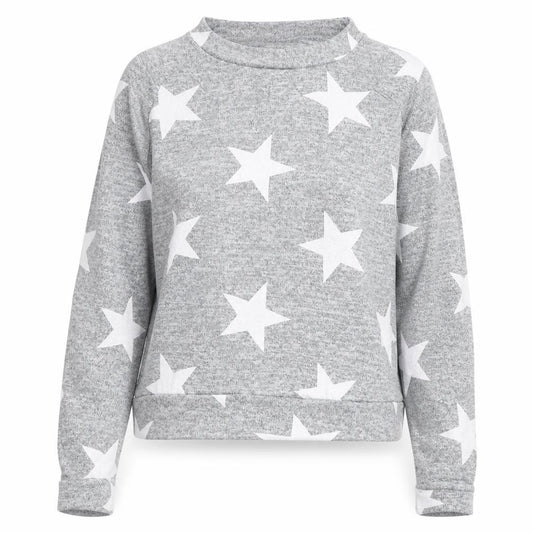 Front view of Boohoo women’s grey round neck geometric polyester jumper, size M