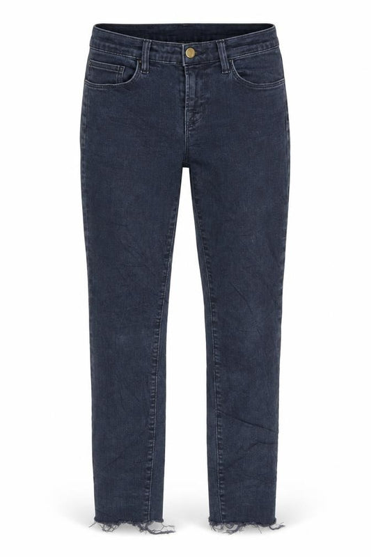 Front view of J Brand women’s blue cotton skinny jeans, size UK 26, 27-inch leg regular zip