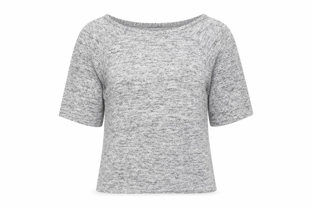 Front view of Select women’s grey boat neck viscose jumper, size UK 12