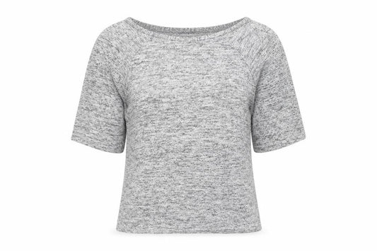 Front view of Select women’s grey boat neck viscose jumper, size UK 12