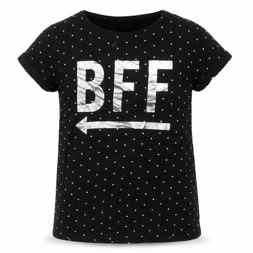 Primark Girls Black Polka Dot Cotton Basic T-Shirt Size 11-12 Years Round Neck Pullover - BFF