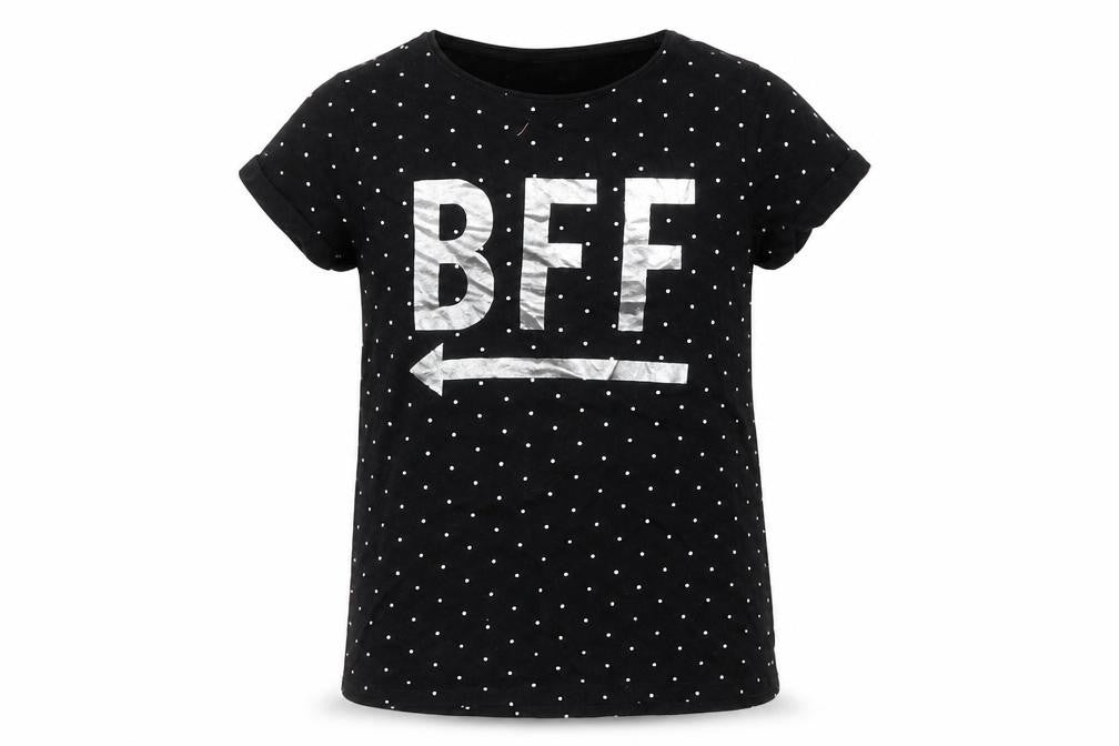 Primark Girls Black Polka Dot Cotton Basic T-Shirt Size 11-12 Years Round Neck Pullover - BFF