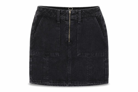 New Look Girls Black 100% Cotton Mini Skirt Size 9 Years Regular Zip