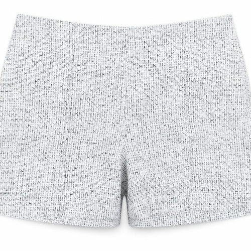 Marks and Spencer Womens Blue Geometric Polyester Chino Shorts Size 20 L6 in Regular Zip