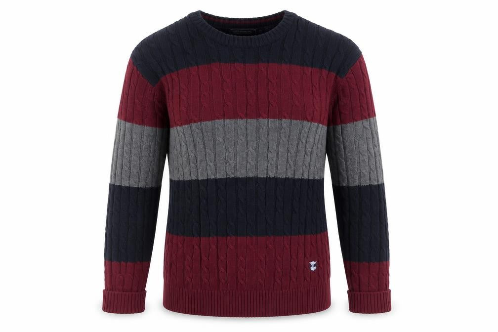 Maine New England Mens Multicoloured Round Neck Striped Cotton Pullover Jumper Size S