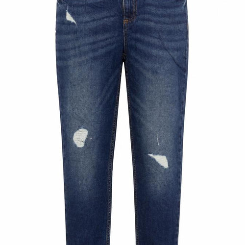 River Island Girls Blue 100% Cotton Skinny Jeans Size 12 Years L31 in Regular Zip - Distressed