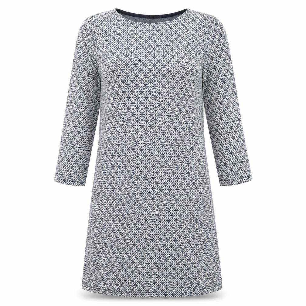 Zuiki Womens Black Geometric Polyester T-Shirt Dress Size S Round Neck Pullover
