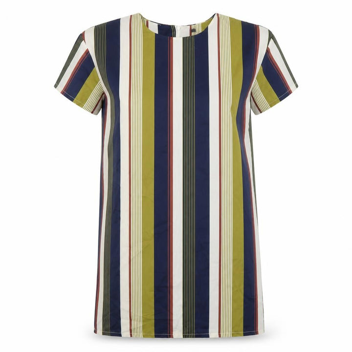 Boohoo Womens Multicoloured Striped Polyester Tunic Blouse Size 10 Round Neck