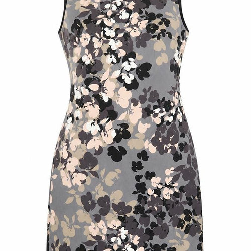 Belle Vere Womens Grey Floral Polyester A-Line Size M Boat Neck Zip