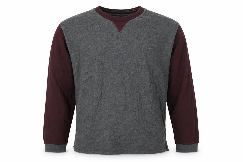 Front view of Easy men’s grey cotton pullover sweatshirt, size L, - colour block
