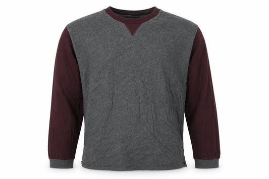 Front view of Easy men’s grey cotton pullover sweatshirt, size L, - colour block