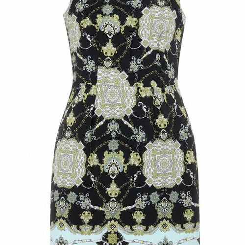 Dorothy Perkins Womens Black Paisley Polyester A-Line Size 10 Boat Neck Zip