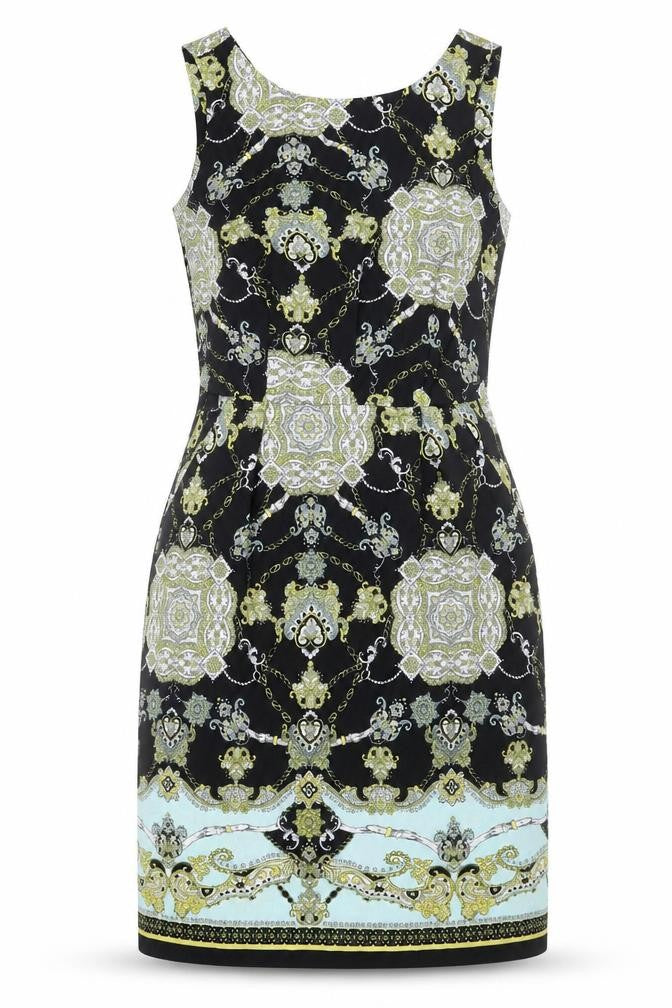 Dorothy Perkins Womens Black Paisley Polyester A-Line Size 10 Boat Neck Zip