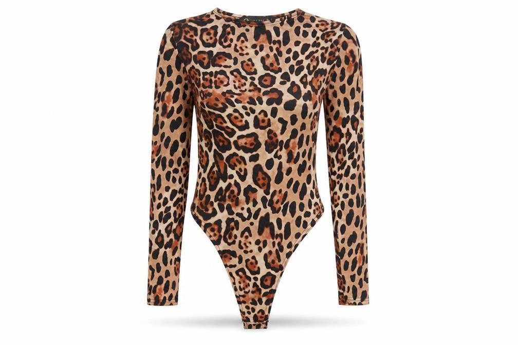 I SAW IT FIRST Womens Brown Animal Print Polyester Bodysuit One-Piece Size 6 Snap