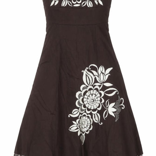 RJR.John Rocha Womens Brown Floral Cotton A-Line Size 10 Sweetheart Zip - Attachable Straps