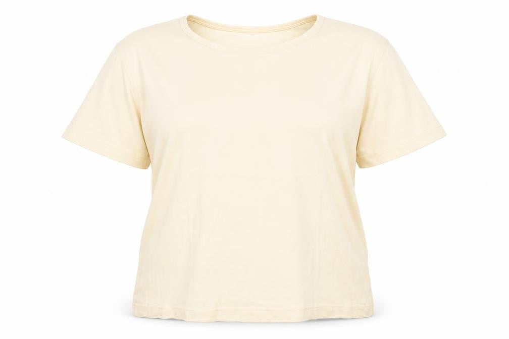 Front view of Jumper women’s yellow cotton basic t-shirt, size XL, round neck