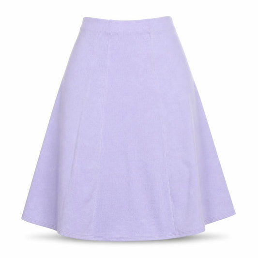 Front view of Preworn women’s purple polyester skater skirt, size L