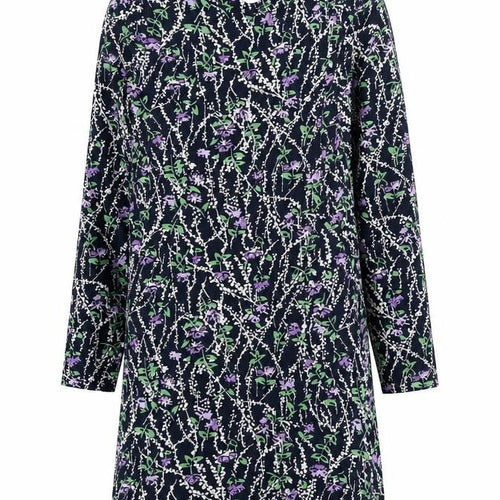Marks and Spencer Womens Blue Floral Viscose Shift Size 8 Mock Neck Tie