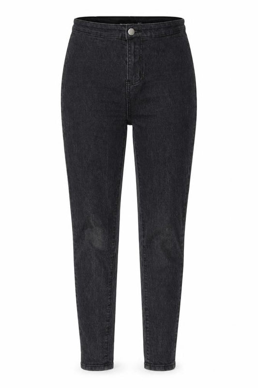 Front view of PRETTYLITTLETHING women’s black cotton skinny jeans, size UK 6, 27-inch leg regular zip