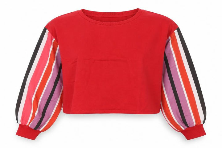 Oh My Days Womens Red Striped Polyester Pullover Sweatshirt Size 8 Pullover