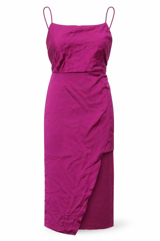 Front view of Zara women’s purple polyester bodycon, size S, square neck zip