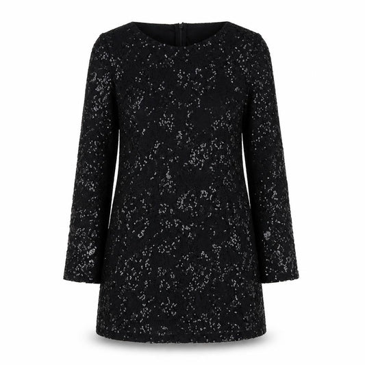 Front view of Dorothy Perkins women’s black polyester a-line, size UK 6, v-neck zip