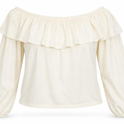New Look Womens Ivory Viscose Cropped Blouse Size 12 Off the Shoulder