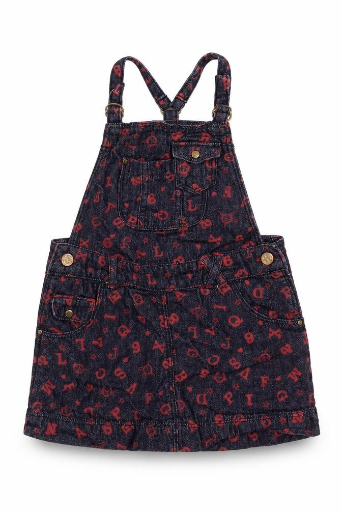 Arabella & Addison Girls Blue Geometric 100% Cotton Dungaree One-Piece Size 24 Months Pullover