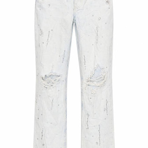 Bershka Womens Blue Cotton Straight Jeans Size 4 L31 in Regular Zip