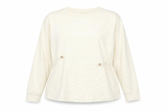 Front view of F&F women’s ivory polyamide pullover sweatshirt, size UK 16, tie