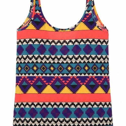 Whitney Eve Womens Multicoloured Geometric Polyester Camisole Blouse Size S Scoop Neck