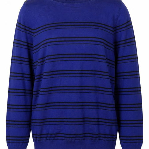 LC Waikiki Womens Blue Boat Neck Striped Viscose Pullover Jumper Size M