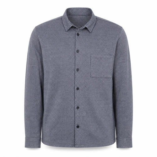boohooMAN Mens Blue Geometric Polyester Button-Up Size M Collared Button
