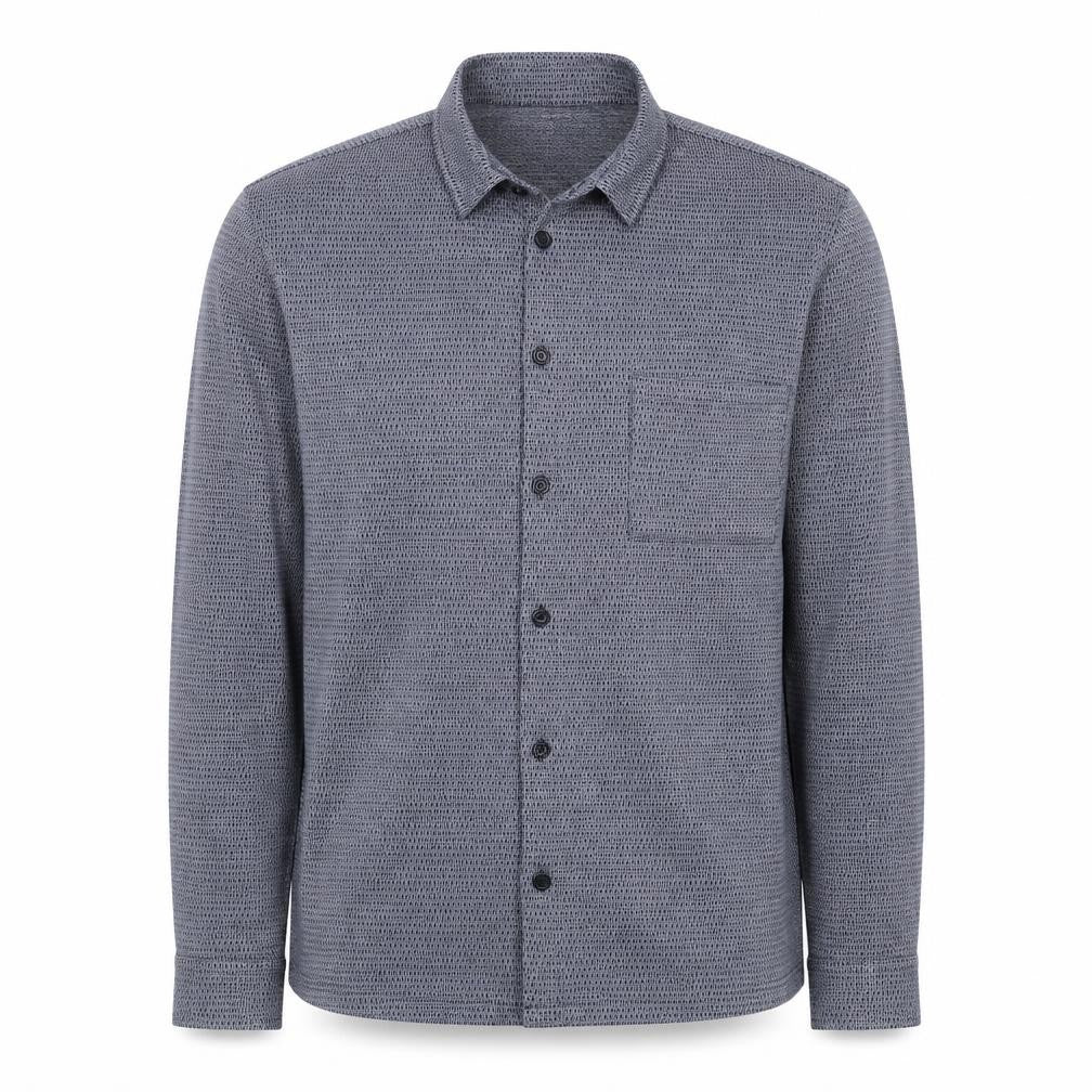 boohooMAN Mens Blue Geometric Polyester Button-Up Size M Collared Button