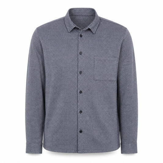 Boohoo Man Mens Blue Geometric Polyester Button-Up Size M Collared Button