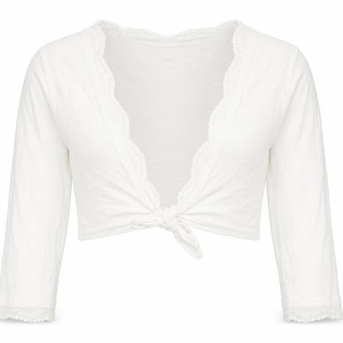 Etam Womens White Viscose Cropped T-Shirt Size 12 V-Neck