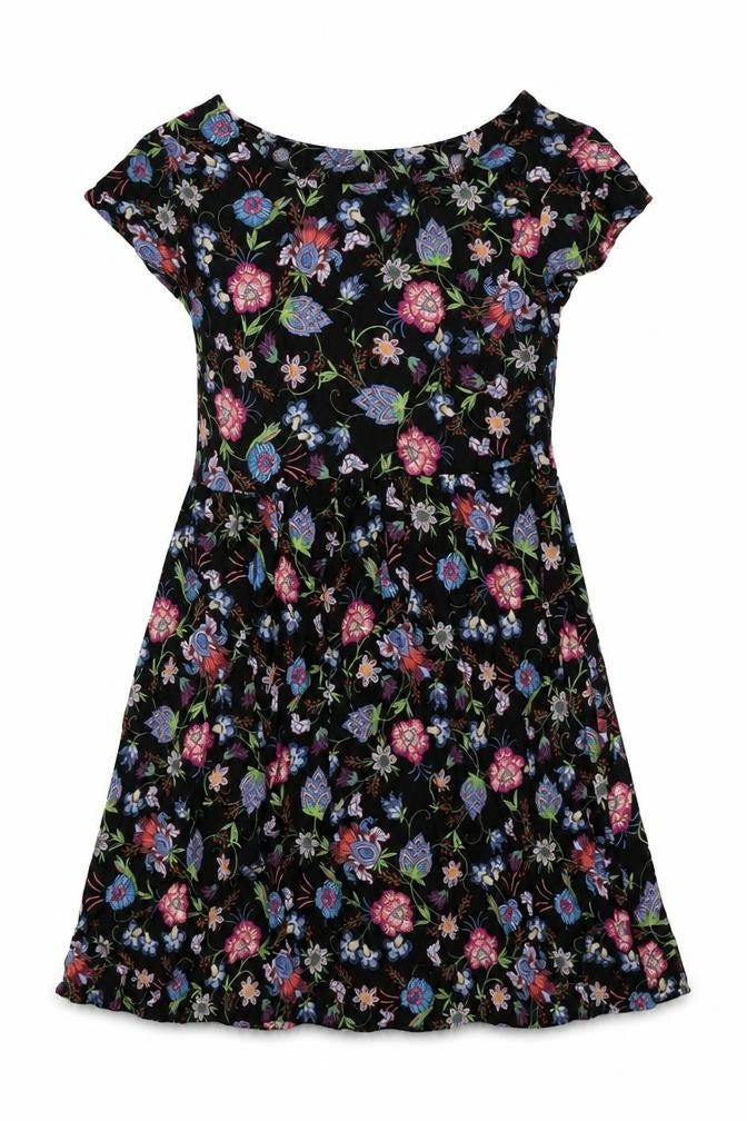 Brave Soul Womens Black Floral Viscose A-Line Size XS Round Neck Pullover