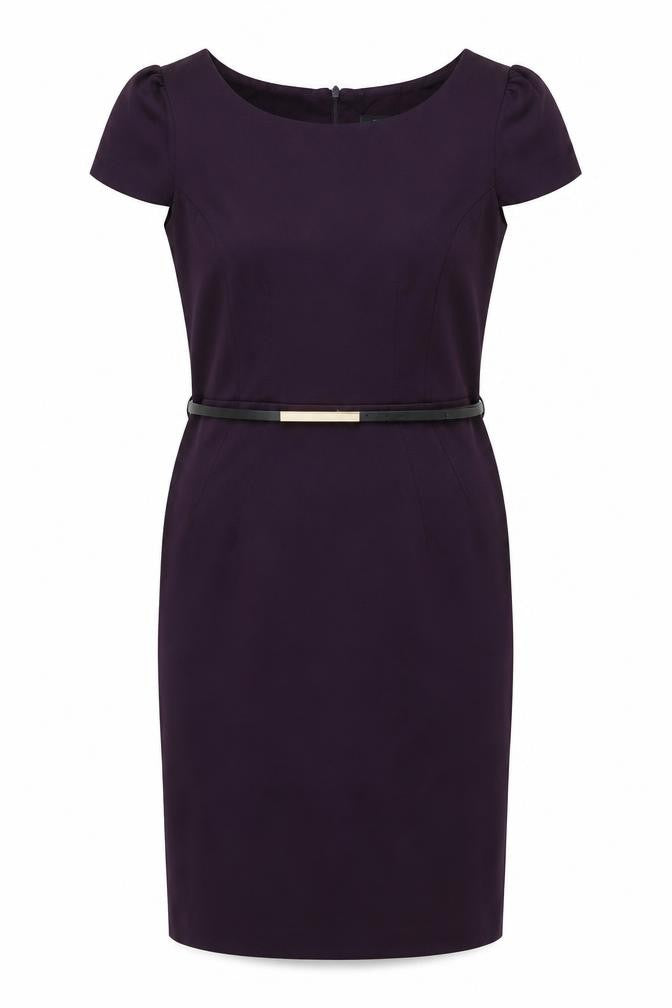 Front view of F&F women’s purple polyester a-line, size UK 12, round neck zip