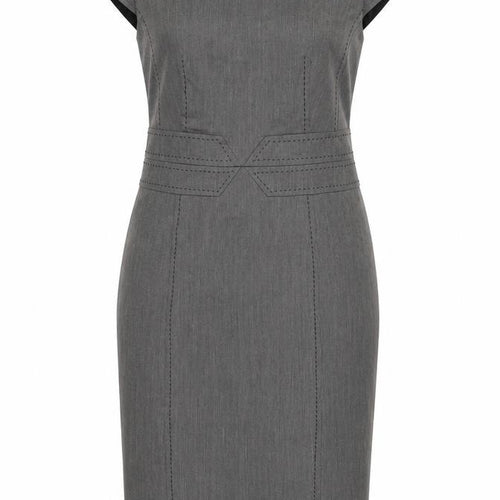 Marks and Spencer Womens Grey Polyester Pencil Dress Size 12 Square Neck Zip - Slit