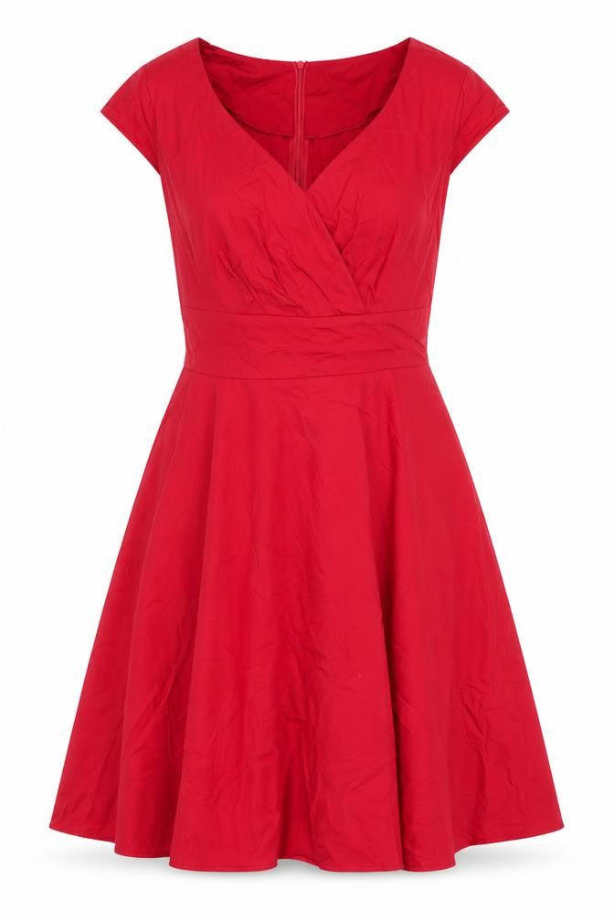 Bbonlinedress Womens Red Cotton Fit & Flare Size M V-Neck Zip