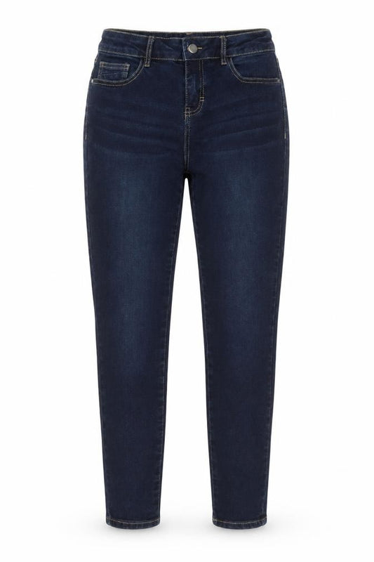 Front view of Tu women’s blue cotton mom jeans, size UK 28, in, 26-inch leg regular zip