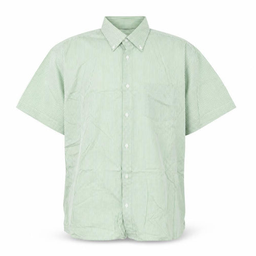 Jager Mens Green Striped Cotton Button-Up Size L Collared Button