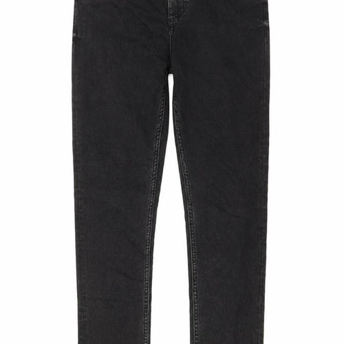 Marks and Spencer Womens Grey Cotton Skinny Jeans Size 12 L29 in Regular Button