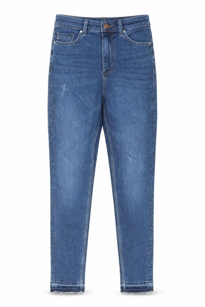 Marks and Spencer Womens Blue Cotton Skinny Jeans Size 8 L29 in Regular Button